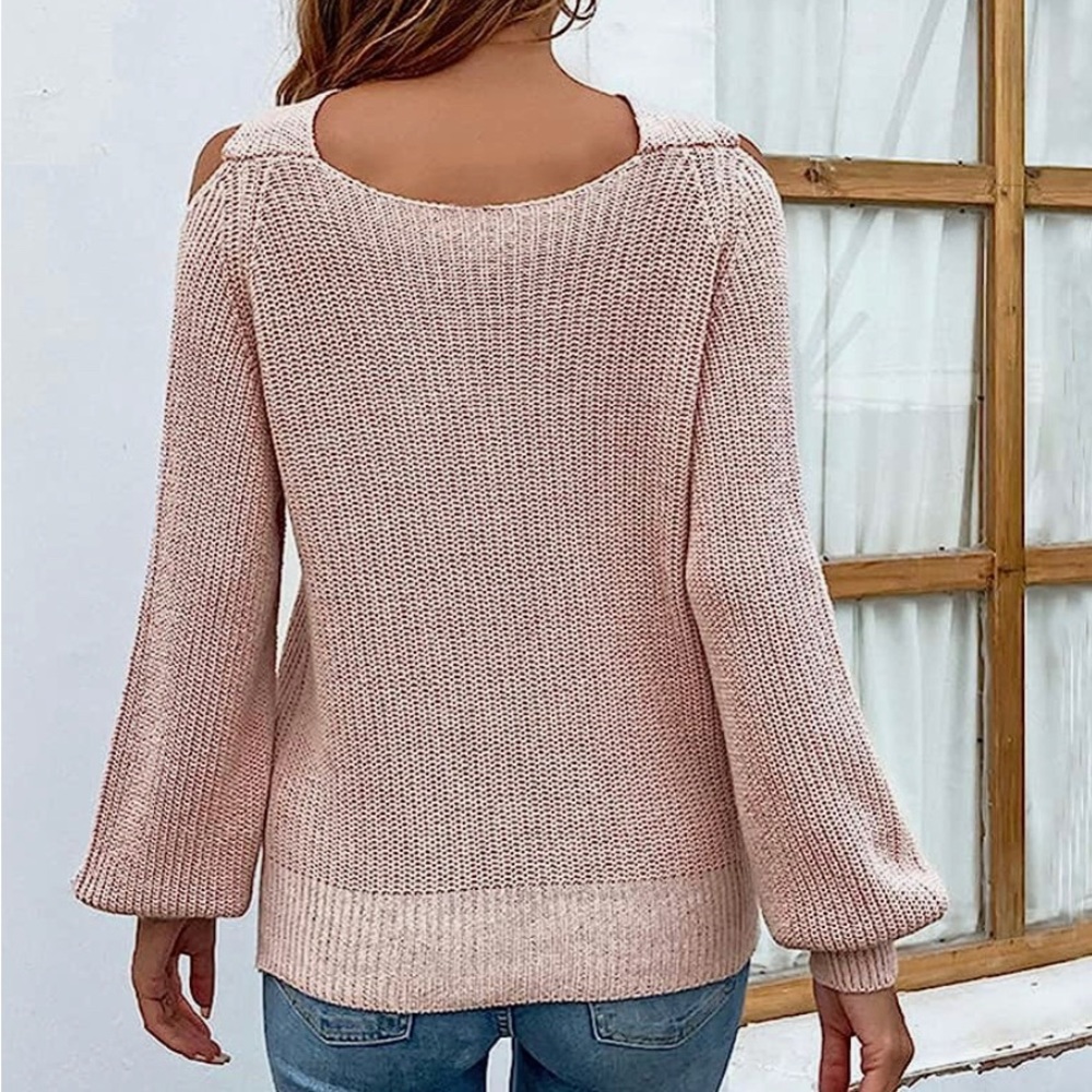 Crisscross Halter Cold Shoulder Cut Out Knit Sweater Size XS - Picture 2 of 9